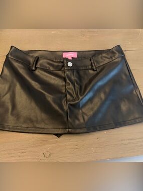 Edikted Black Faux Leather Mini Skirt